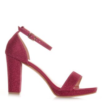 Πέδιλα με χοτρό τακούνι και στρας FUCHSIA 694806