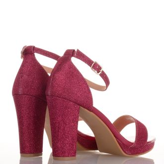 Πέδιλα με χοτρό τακούνι και στρας FUCHSIA 694806
