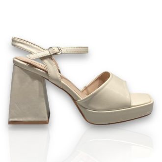 Γυναικεία πέδιλα με χοντρό τακούνι BEIGE 702418