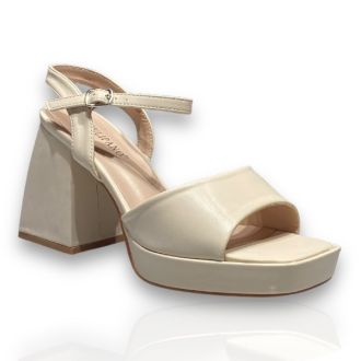 Γυναικεία πέδιλα με χοντρό τακούνι BEIGE 702418