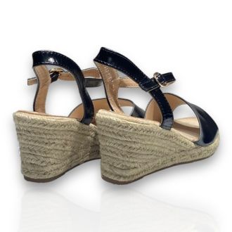 Γυναικείες μεταλιζέ μαύρες πλατφόρμες BLACK 702422