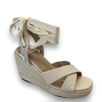 Μπέζ Lace Up Πλατφόρμες BEIGE 703013