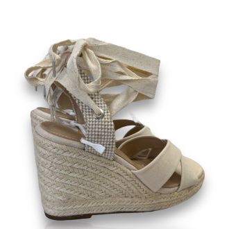 Μπέζ Lace Up Πλατφόρμες BEIGE 703013