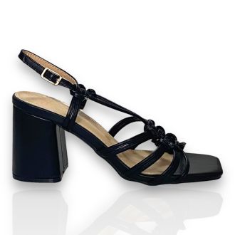 Γυναικεία μαύρα πέδιλα με χοντρό τακούνι BLACK 704474