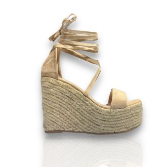 Γυναικείες μπέζ πλατφόρμες Lace Up BEIGE 706205
