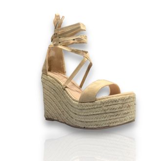 Γυναικείες μπέζ πλατφόρμες Lace Up BEIGE 706205
