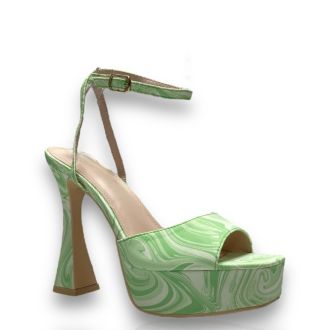 Γυναικεία πράσινα πέδιλα με λεπτό τακούνι GREEN 706221