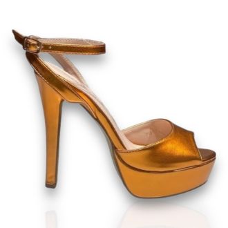 Γυναικεία πορτοκαλί μεταλιζέ πέδιλα ORANGE 706224