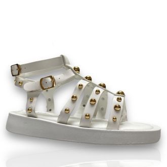 Γυναικεία flatforms σε λευκό χρώμα WHITE 706540