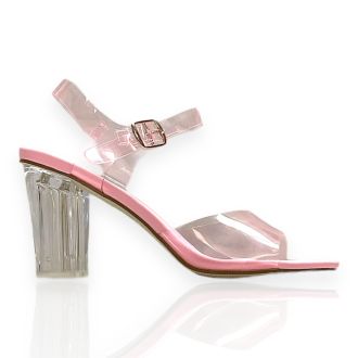 Γυναικεία ροζ πέδιλα με διαφάνεια PINK 709522