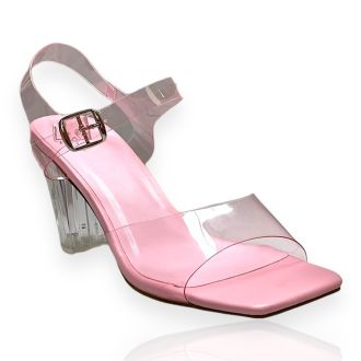 Γυναικεία ροζ πέδιλα με διαφάνεια PINK 709522