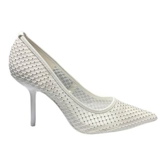 Γυναικείες λευκές γόβες με λεπτό τακούνι WHITE 716711