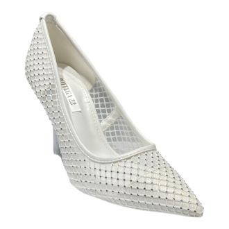 Γυναικείες λευκές γόβες με λεπτό τακούνι WHITE 716711