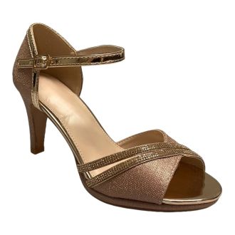 Γυναικεία σαμπανί πέδιλα με λεπτό τακούνι CHAMPAGNE 718533