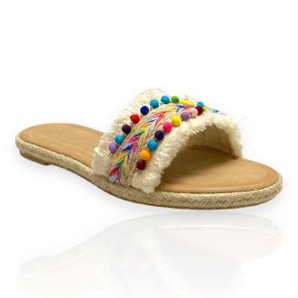 Γυναικεία flat σανδάλια BEIGE 719145