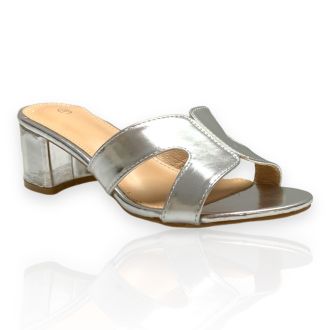 Γυναικεία ασημί mules SILVER 719227
