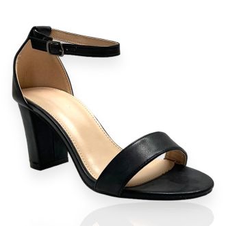Γυναικεία πέδιλα με χοντρό τακούνι BLACK 719234