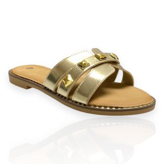 Γυναικεία σανδάλια flat σε χρυσό χρώμα GOLD 720595