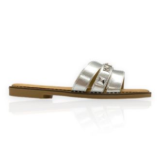 Γυναικεία σανδάλια flat σε ασημί χρώμα SILVER 722166