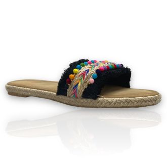 Γυναικεία σανδάλια boho style σε μαύρο χρώμα  723587