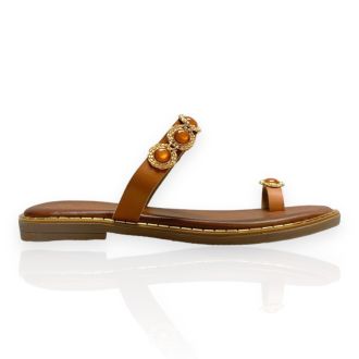 ΓΥΝΑΙΚΕΙΑ FLATFORMS ΣΕ CAMEL ΧΡΩΜΑ ΜΕ ΧΡΥΣΑ ΣΤΟΙΧΕΙΑ  723591