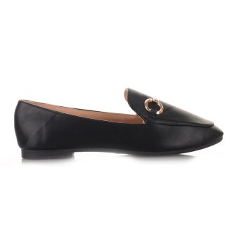 Μοκασίνια μαύρα με μεταλλική αγκράφα BLACK 611797